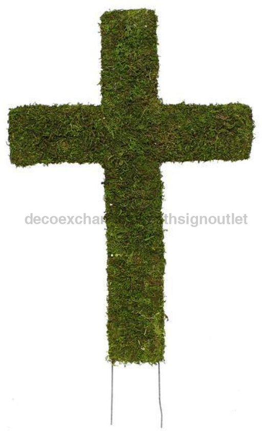 18.75"H Moss Cross With 4"Stake Green KC1079 - DecoExchange