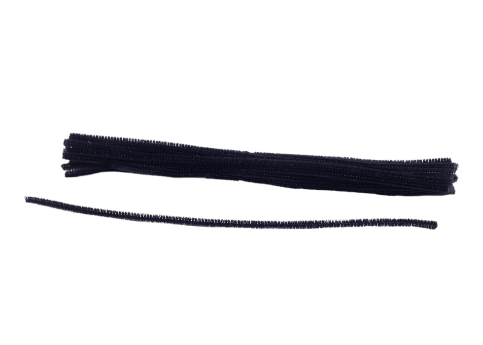12"L x 6mm Chenille Stems - Black (25/Bag)
