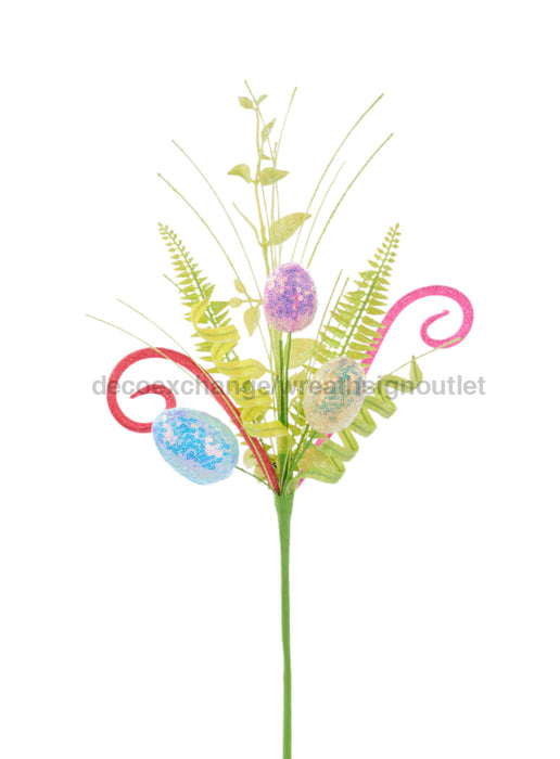 18’’L Egg/Fern/Leaf/Coil/Grass Pick Yellow/Pink/Blue/Green He6200