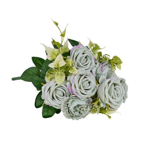 19.25’’L Rose/Peony/Foliage/Leaf Bush X11 Sage Green FB195934 Greenery