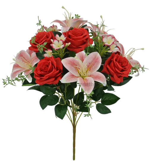 19 In Rose Tiger Lily Bush - 13 Stems 85020-RD Greenery