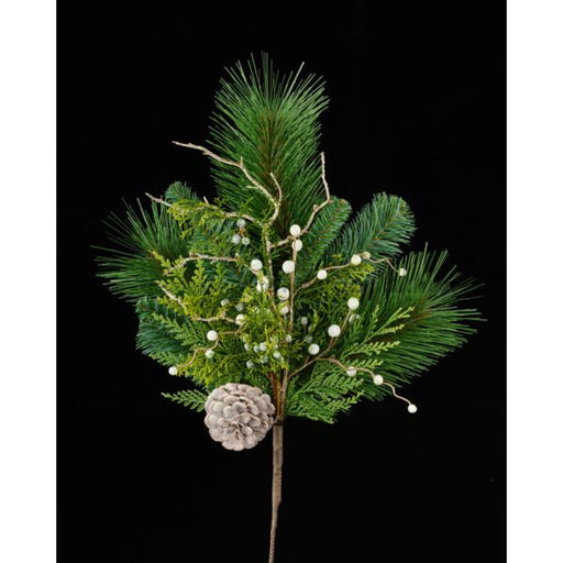 19" Juniper/Berries Mix Pine Spray Tt Green/Whitewash Green XX8080 - DecoExchange