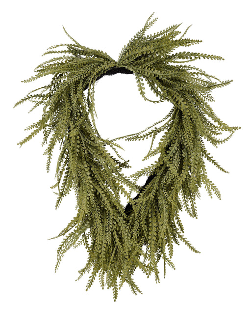 26"L X 17"W Draped Button Fern Wreath Green W/Green Wash FP106352