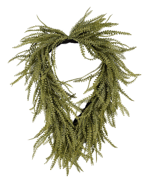 26"L X 17"W Draped Button Fern Wreath Green W/Green Wash FP106352