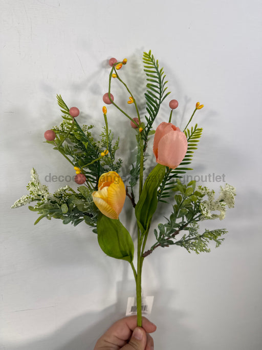 19In Bush-Peach And Yellow Tulips With Greenery Ip31185 Greenery