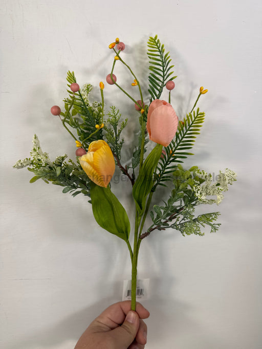 19In Bush-Peach And Yellow Tulips With Greenery Ip31185 Greenery