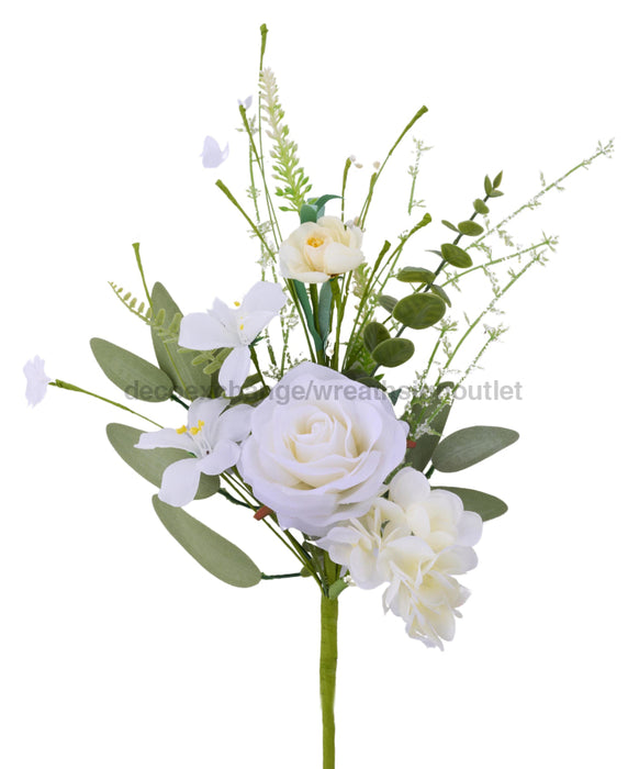 19’’L Rose/Hydrangea Flower Spray White/Cream Fh814792 Greenery