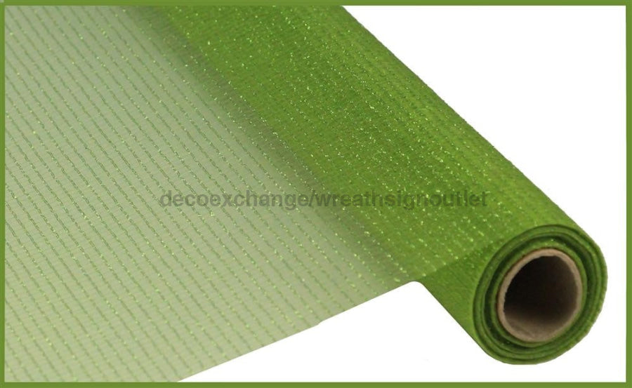 19’X10Yd Sheer Metallic Check Lime Green W/Lime Foil Rf233230 Mesh