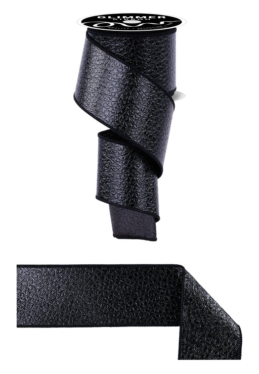 2.5"X10Yd Ice Crackle Fused Shiny Black NR602202 - DecoExchange®