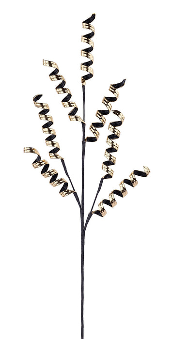 32"L Metallic Fabric Curly Ribbon Spray Gold/Black XS1627C1