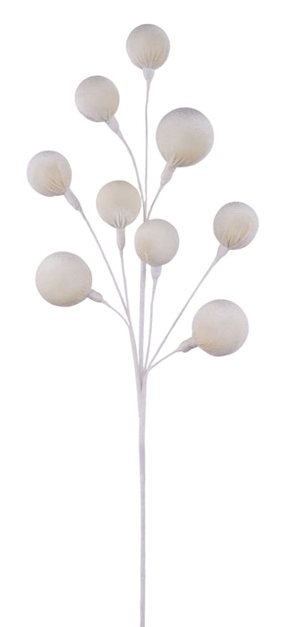 23.5"L Velvet/Styrofoam Ball Spray x9 Ivory EC448236