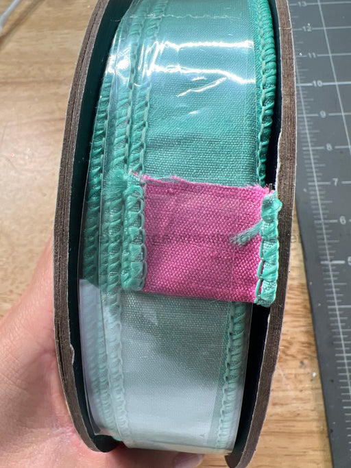 1’’X 25Yds Double Sided Dupion Petal Pink Aqua Ds-05-1532 Ribbon