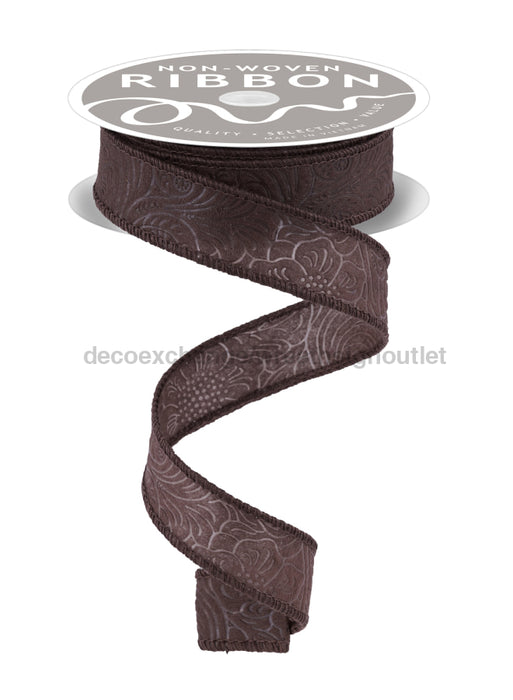 1’’X10Yd Floral/Leaves Brown NR100004 Ribbon