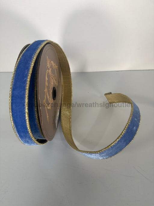 1’’X10Yd Lust Velvet Metallic Gold Black Corn Flower Ribbon