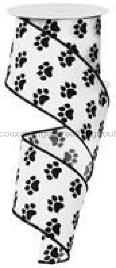 2.5"X100FT PAW PRINT Black/White RibbonRG3777X6 - DecoExchange