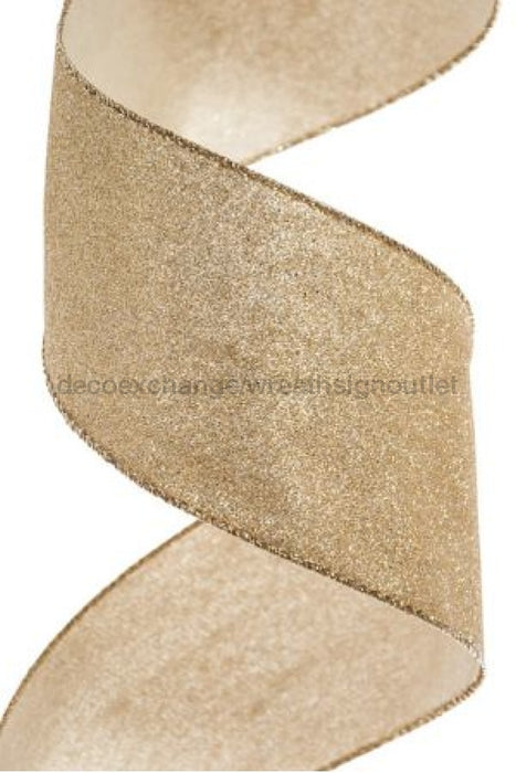 2.5"X10Y Ribbon CHMPG ALL FLAT GLITTER X820640-14 - DecoExchange