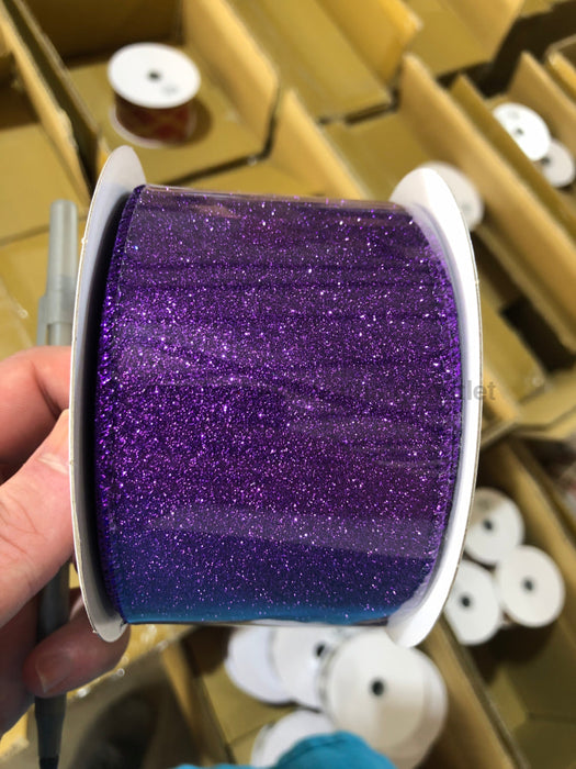 2.5"X10Y Ribbon PURP ALL FLAT GLITTER X820640-11 - DecoExchange