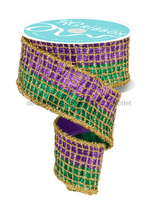 2.5’’X10Yd 3-In-1 Metallic/Mesh W/Tinsel Mardi Gras Rgc8044 Ribbon