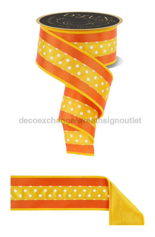 2.5’’X10Yd 3-In-1 Polka Dot/Fused Yellow/White/Orange LX3077J8 ribbon