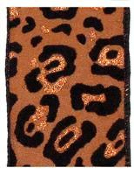 2.5"X10YD ANIMAL PRINT Natural/Brown Ribbon RZ0409 - DecoExchange