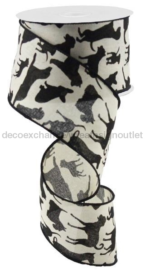 2.5"X10yd Assorted Dogs On Royal Cream/Black RG01635C2 - DecoExchange