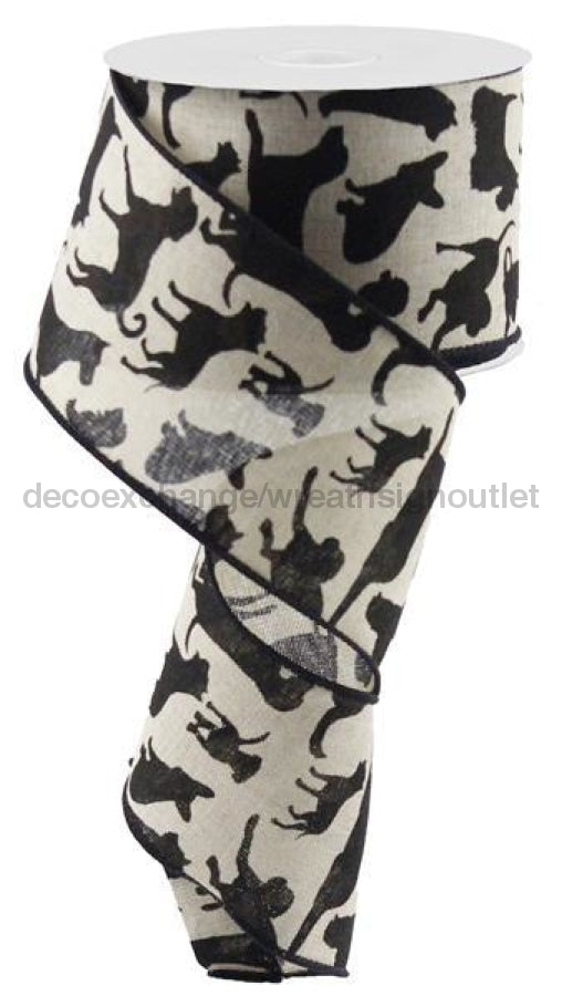 2.5"X10yd Assorted Dogs On Royal Lt Natural/Black RG01635NF - DecoExchange