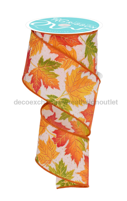 2.5’X10Yd Autumn Leaves Orange/Yellow/Green Rgf1471 Ribbon