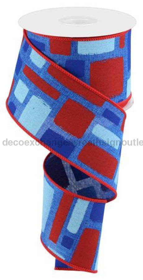 2.5X10Yd Bold Brush Strokes/Royal Royal/Red/Lt Blue/Blue Rgc128225 Ribbon