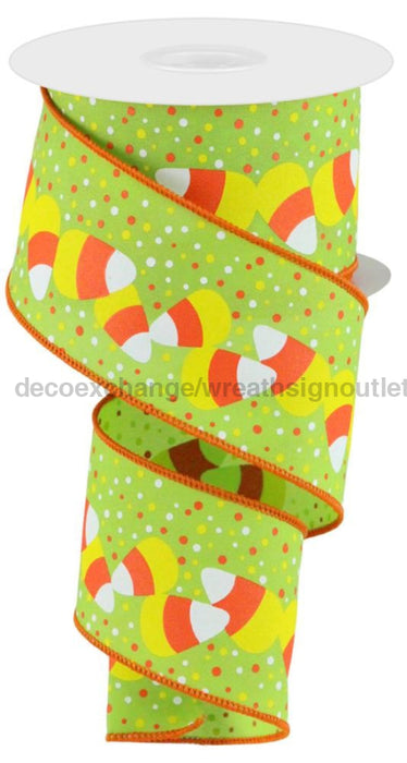 2.5’’X10Yd Candy Corn Lime/Wht/Ylw/Org RGC1999E9 Ribbon