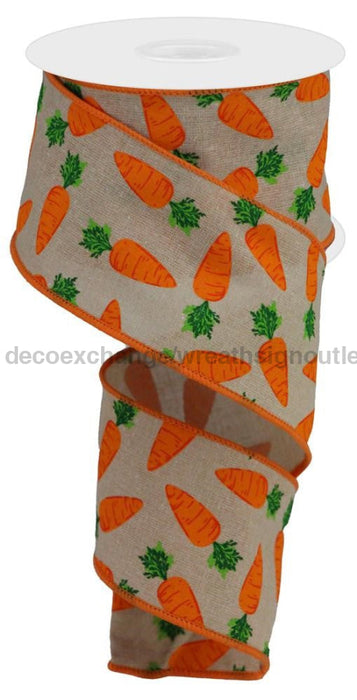 2.5’’X10Yd Carrots On Cotton Tan/Orange/Green Rga1588F2 Ribbon