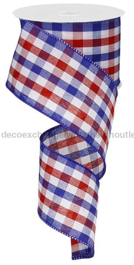 2.5"X10Yd Check Red/White/Blue RG01055 - DecoExchange