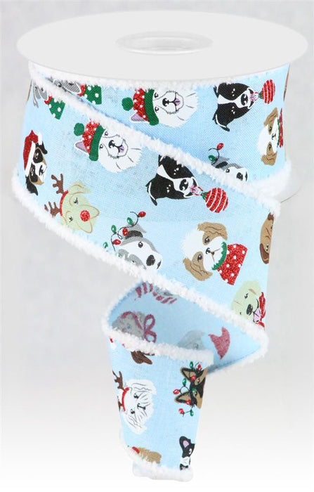 2.5"X10Yd Christmas Dogs With Drift Blue/Red/White/Black/Gold RGA832114 - DecoExchange