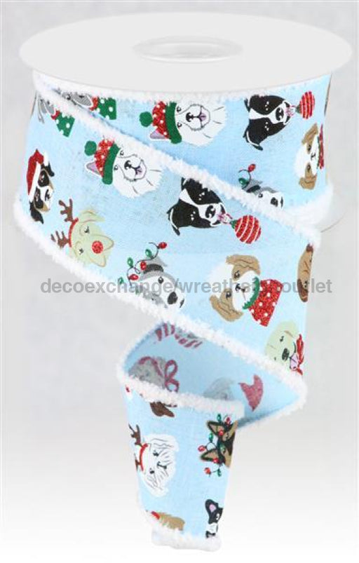 2.5X10Yd Christmas Dogs W/Drift Blue/Red/Wht/Blk/Gld Rga832114 Ribbon