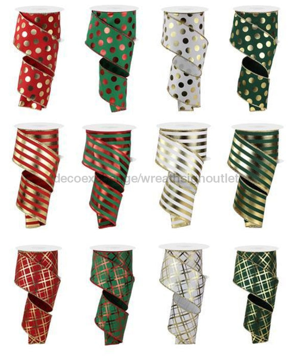 2.5"X10Yd Christmas Metallic Asst 12 Assorted RW8117 - DecoExchange®