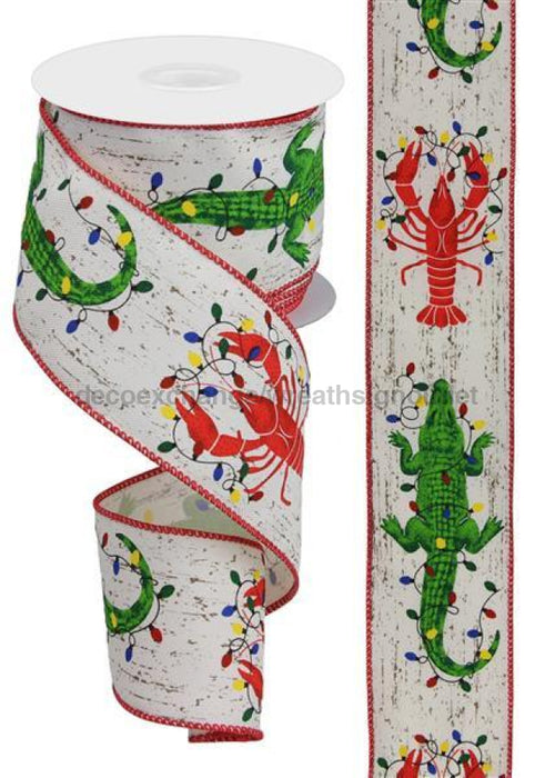 2.5"X10Yd Crawfish/Alligator/Lights Ivory/Multi RGC183330 - DecoExchange®