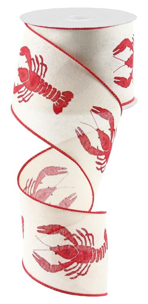 2.5"X10Yd Crawfish On Royal Cream/Red/Black RG01666C2 - DecoExchange