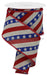 2.5’’X10Yd Diagonal Stripes W/Stars Lt Natural/Royal Blue/Red RGE105718 Ribbon