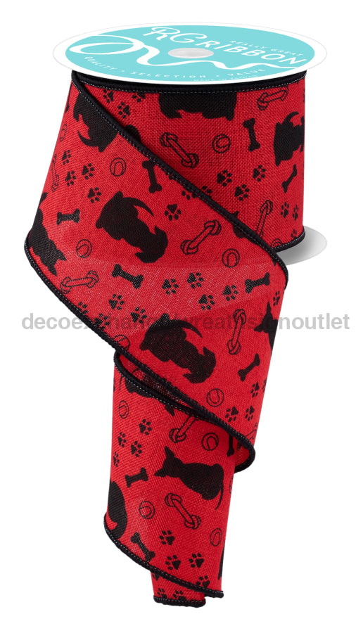 2.5’’X10Yd Dog Silhouettes Red/Black Rgf153124 Ribbon