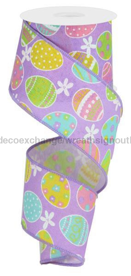 2.5"X10Yd Easter Eggs On Royal Lav/Lt Pink/Grn/Soft Yllw RGA165773 - DecoExchange