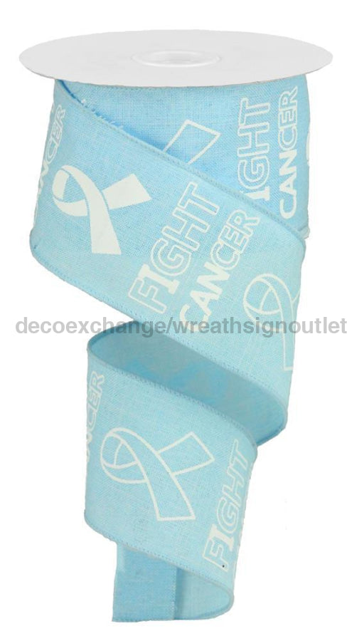 2.5"X10YD FIGHT CANCER ON ROYAL Pale Blue/White RGA141414 - DecoExchange