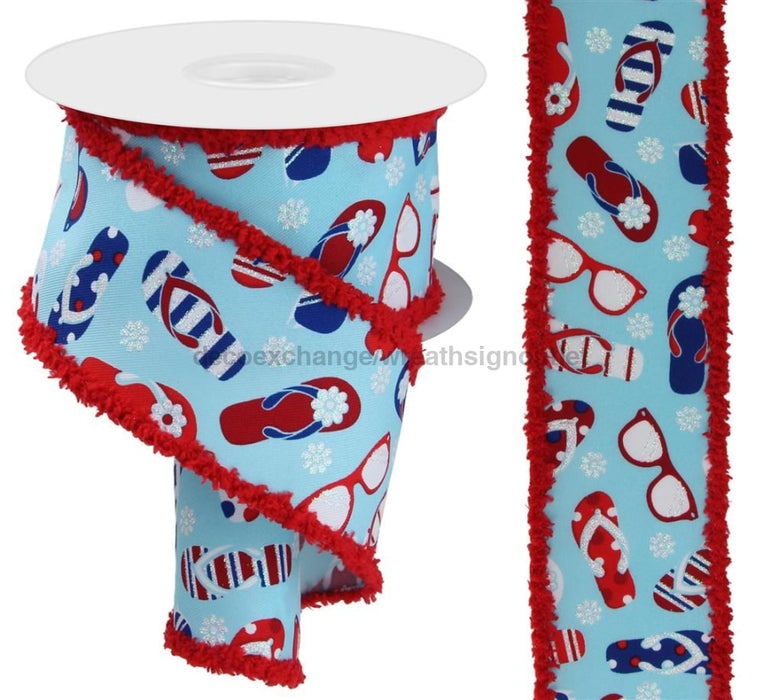 2.5’’X10Yd Flip Flops & Sunglasses/Drift White/Tt Red/Tt Blue RGA8632A1 Ribbon