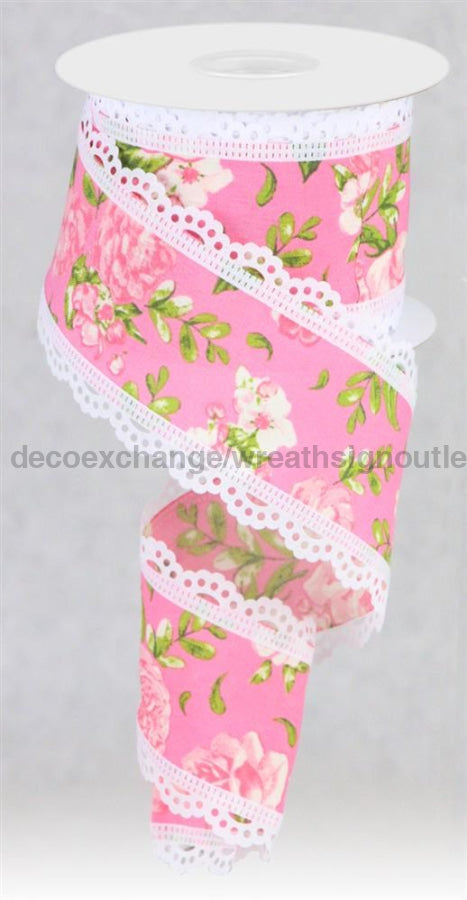 2.5’X10Yd Floral W/Lace Pink/Rose/Green Rga857513
