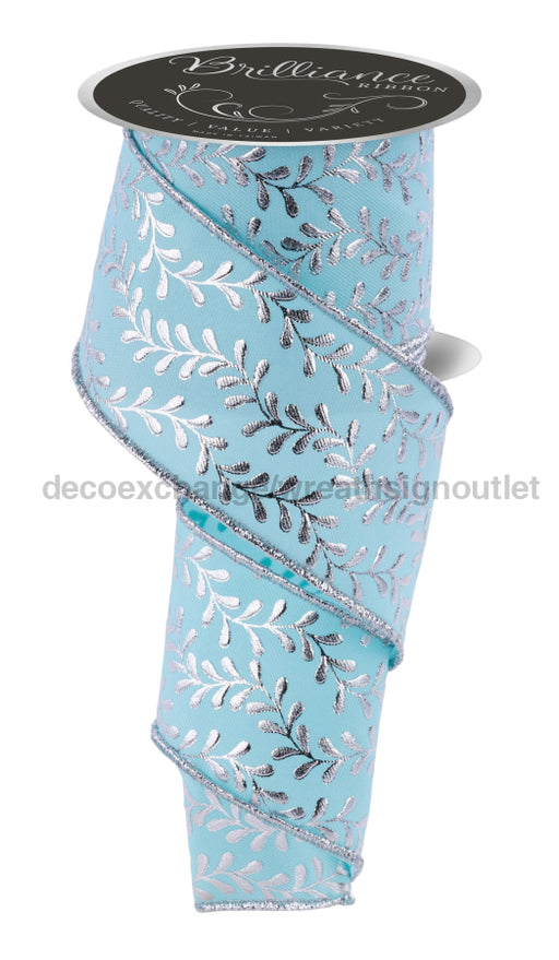 2.5’’X10Yd Foil Leaf Garland Ice Blue/Silver LS3016H1 Ribbon