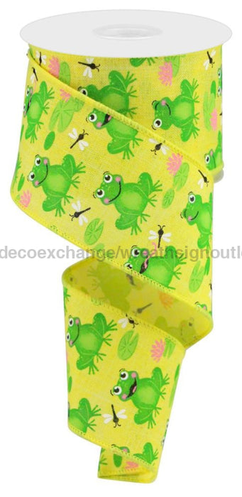 2.5’’X10Yd Frogs On Royal Yellow/Green/Pink/White Rgc120929 Ribbon