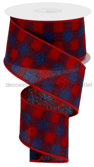 2.5’’X10Yd Fuzzy Flannel Buffalo Plaid Red/Royal Blue RG01028NW Ribbon