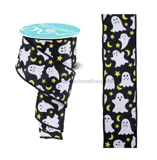 2.5’’X10Yd Ghost/Moon/Star Black/White/Yellow RGF189302 Ribbon