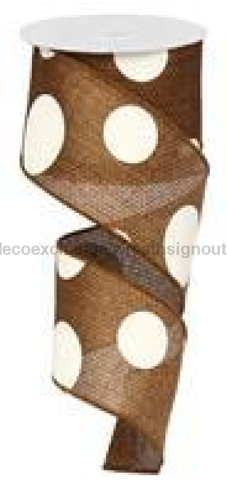 2.5"X10YD GIANT MULTI DOTS Brown/Ivory RG0120004 - DecoExchange