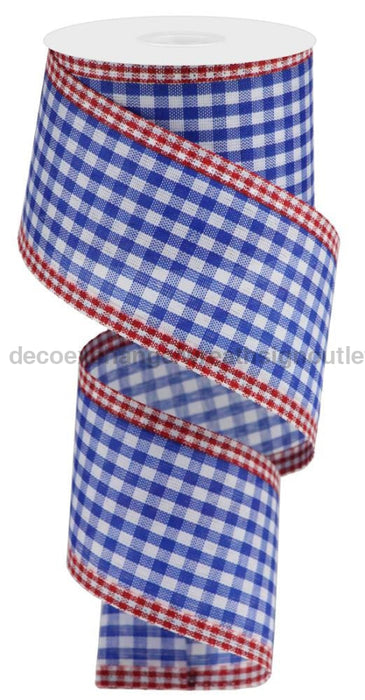 2.5’’X10Yd Gingham Check/Edge Royal Blue/White/Red Rga1716A1 Ribbon