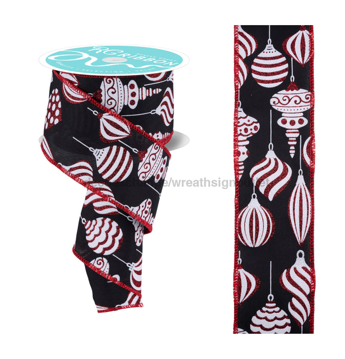 2.5"X10Yd Glitter Ornament Black/Red/Silver RGF188802 - DecoExchange