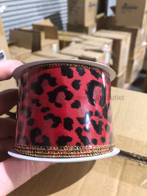 2.5"X10YD GLITTERED ANIMAL PRINT Ribbon RZ0101 - DecoExchange